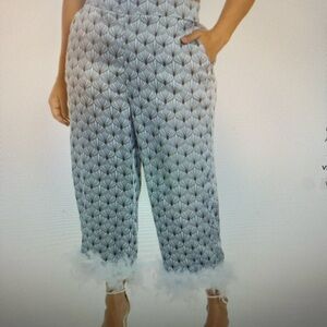 NWT River Island Geo Print Feather Hem Crop Trousers
